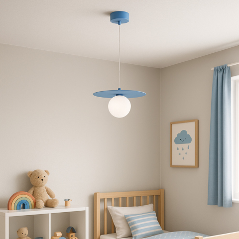 Iluminat decorativ - Lampă suspendată ROBIN K-5446 albastru cu glob alb G9 | Kaja Lighting