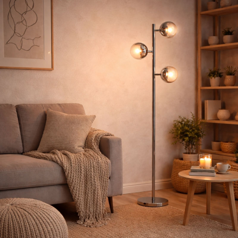 Lampadare - Lampadar modern Azzardo TRINTON FLOOR CH crom 3xE14 AZ0024
