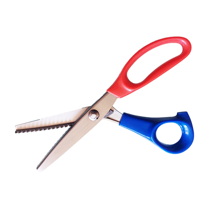 Foarfeca de croitorie din otel carbon C50 nichelat, lame zimtate pentru taiere zig-zag, manere inegale, Golden Eagle, 23cm (9″) [3]