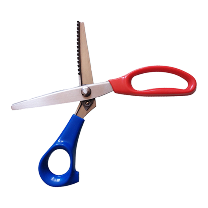 Foarfeca de croitorie din otel carbon C50 nichelat, lame zimtate pentru taiere zig-zag, manere inegale, Golden Eagle, 23cm (9″) [4]