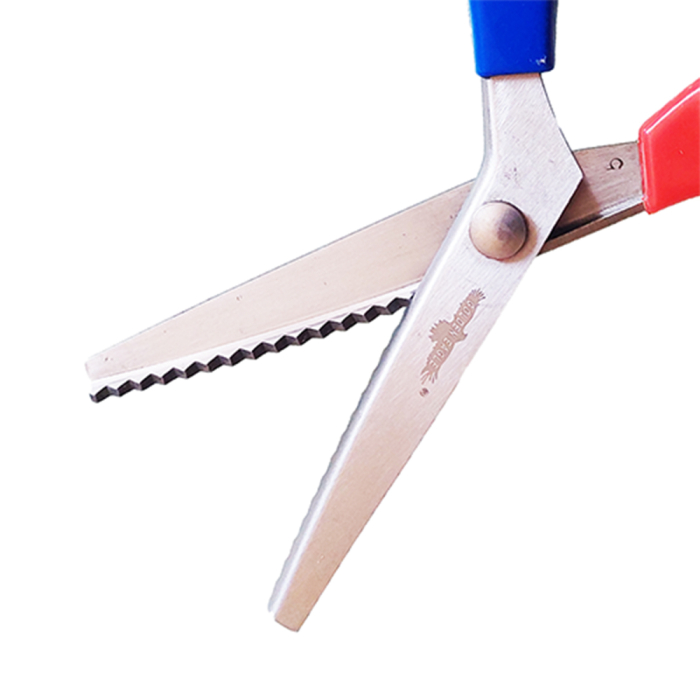 Foarfeca de croitorie din otel carbon C50 nichelat, lame zimtate pentru taiere zig-zag, manere inegale, Golden Eagle, 23cm (9″) [5]