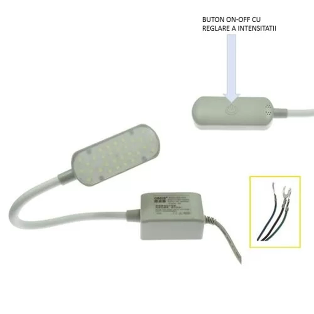 Lampa ergonomica 30 leduri cu suport magnetic, transformator si intensitate luminoasa reglabila, pentru masini de cusut, 220V [5]