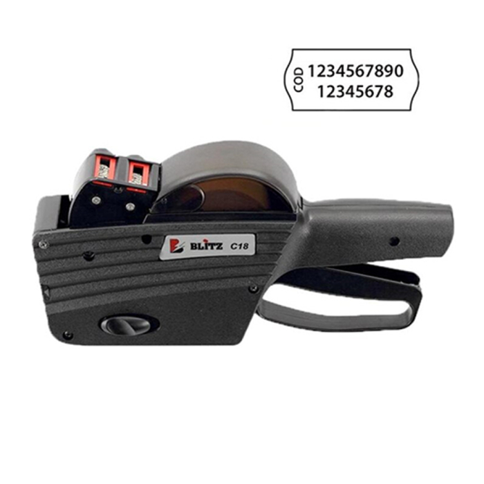 Marcator de pret, cod sau data, 2 linii, 10 cifre pe un rand + 8 cifre pe al doilea rand, Blitz C18 [2]