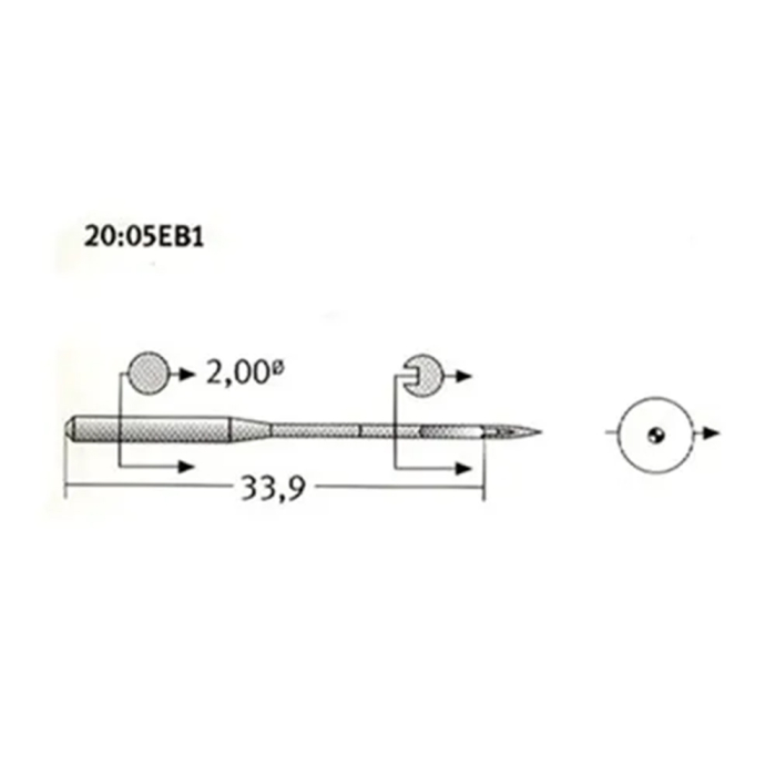 Set 10 ace de cusut cu butuc normal pentru masini de cusut industriale simple, Schmetz, varf semi- rotunjit - SES [5]