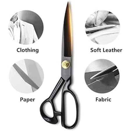 Foarfeca de croitorie de uz casnic si profesional cu lama dreapta, maner negru, otel carbon inoxidabil, manere inegale, Strong H, 23cm (9″) [4]