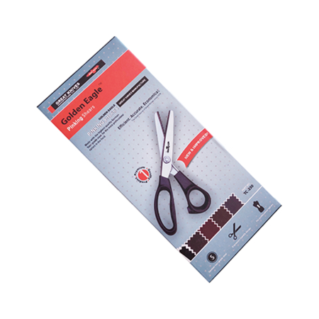 Foarfeca de croitorie din otel carbon C50 nichelat, lame zimtate pentru taiere zig-zag, manere inegale, Golden Eagle, 23cm (9″) [6]