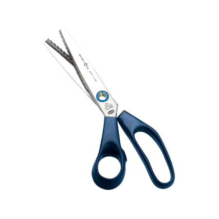 Foarfeca de croitorie din otel inoxidabil cu sistem de auto strangere cu inel, lame zimtate pentru taiere zig-zag, manere inegale, Premax, 20cm (8″) [1]