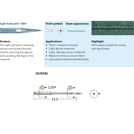 Set 10 ace de cusut cu butuc normal pentru masini de cusut industriale simple, Schmetz, varf semi- rotunjit - SES [3]