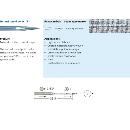 Set 10 ace de cusut cu butuc subtire pentru masini de cusut industriale simple, Schmetz, varf normal - R [3]