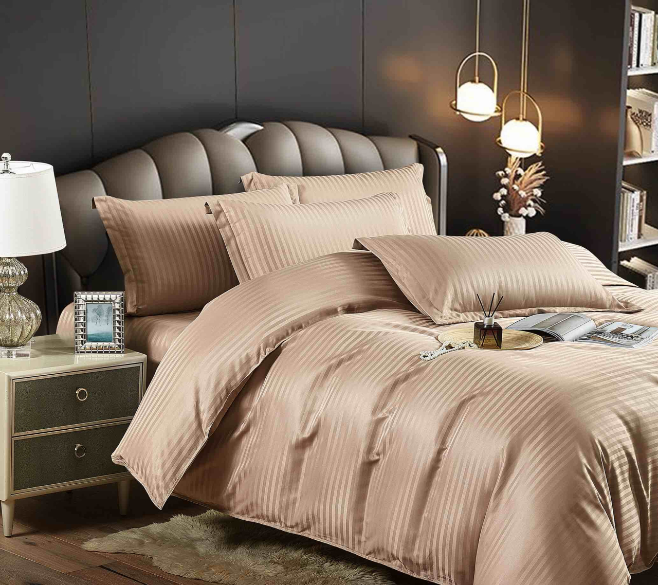 Lenjerie Damasc Finet Bej Cappuccino – 6 Piese JoJo Home [2]