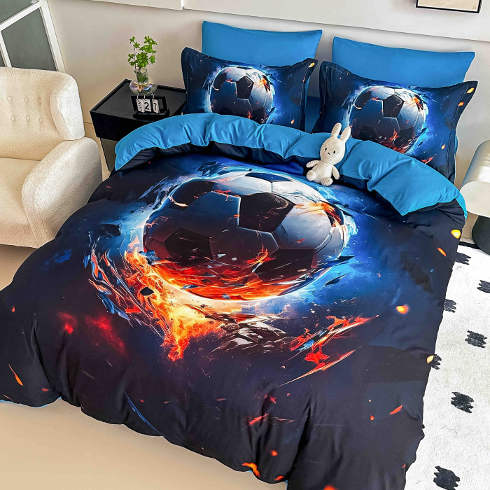 Lenjerie de pat Jojo Home Football Fire din bumbac finet – set 6 piese ⚽ [2]