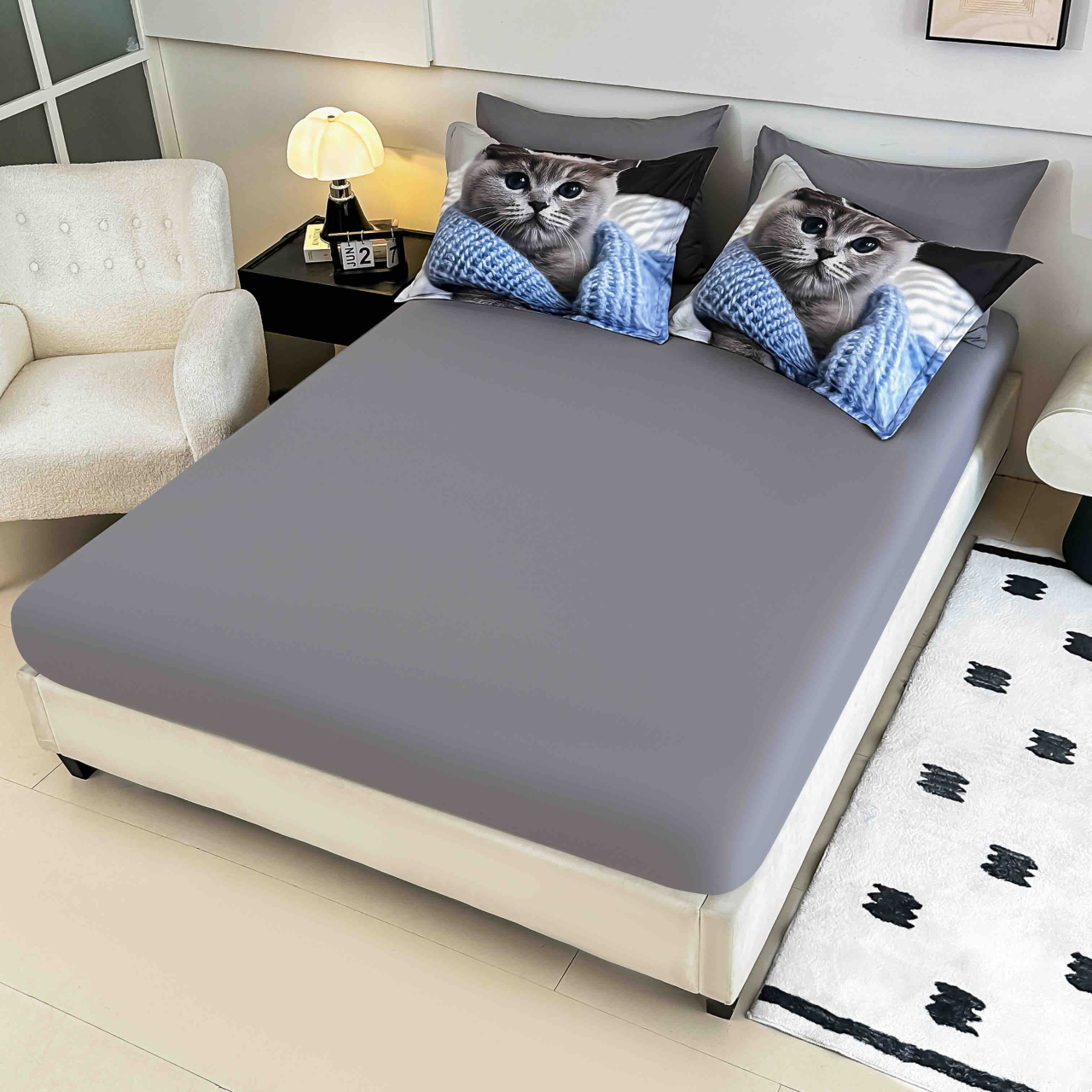 Lenjerie Finet 6 Piese – Blue Cozy Cat – JOJO Home [2]