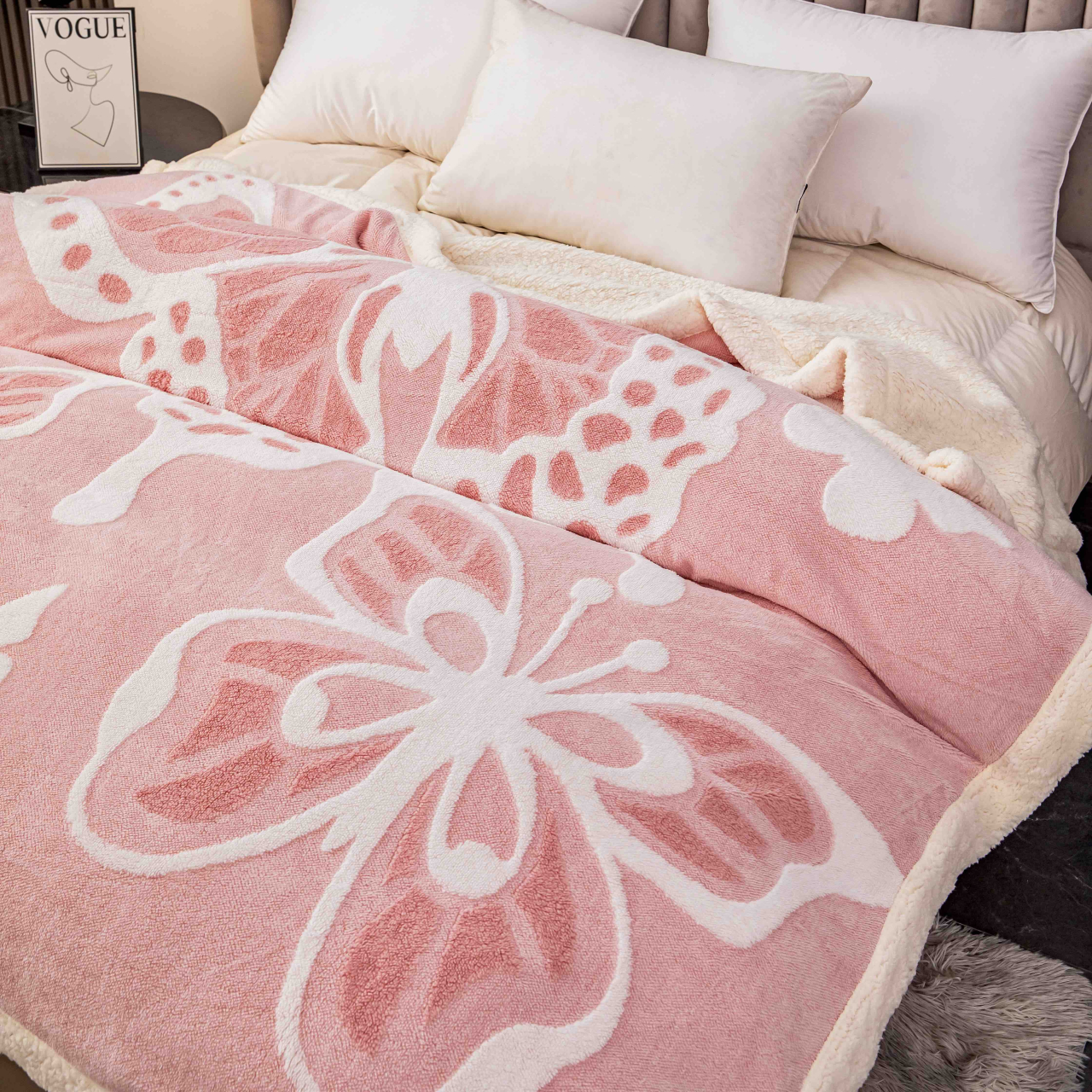 Patura Cocolino Blanita Cu Imprimeu Fluturi 3D – 200x230 cm [2]