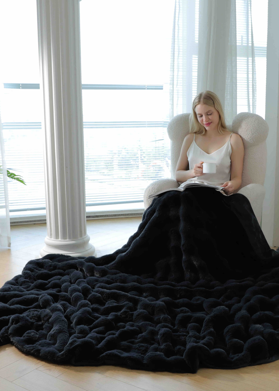 Patura Cu Fermoar Din Blanita Artificiala De Iepure – Rabbit + Cocolino – 200x230 cm [2]