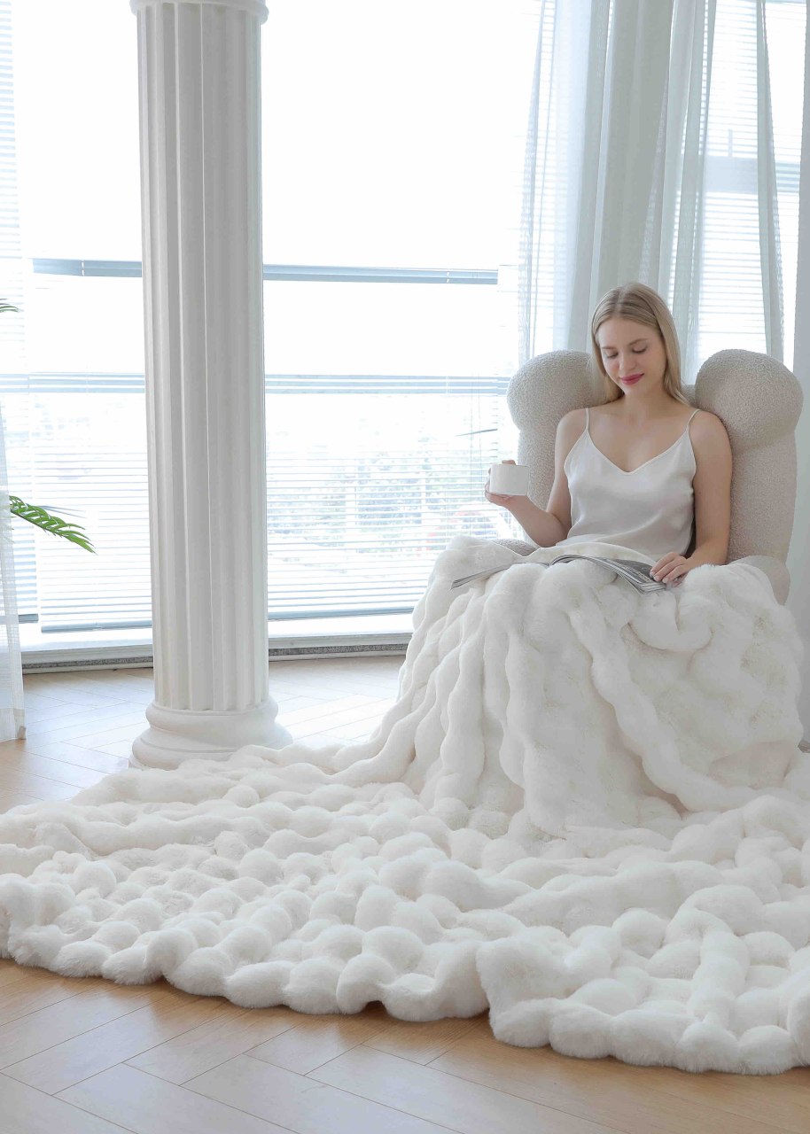 Patura Cu Fermoar Din Blanita Artificiala De Iepure – Rabbit + Cocolino – 200x230 cm [2]