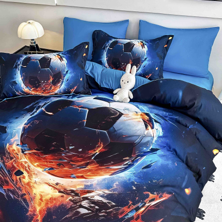 Lenjerie de pat Jojo Home Football Fire din bumbac finet – set 6 piese ⚽ [2]