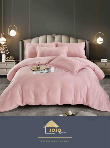 Lenjerii Damasc tip Hotel cu elastic - Lenjerie Damasc Finet Roz – JoJo Home, 6 Piese