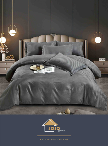 Lenjerii Damasc tip Hotel cu elastic - Lenjerie Damasc Finet Gri – JoJo Home, 6 Piese