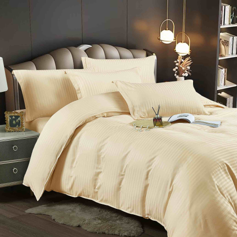 Lenjerie Damasc Finet Bej Deschis – JoJo Home, 6 Piese [1]