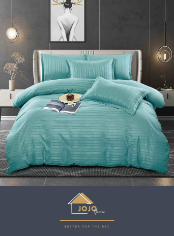 Lenjerii de pat - Lenjerie de Pat Damasc Turcoaz – 6 Piese JoJo Home