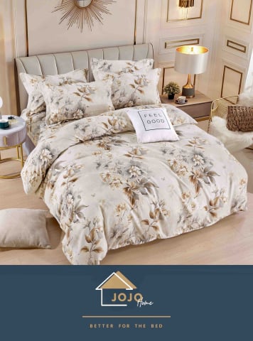 Lenjerii de pat fara elastic - 2 persoane - lenjerie-pat-jojo-home-floral-bej-crem-bumbac-finet.jpg