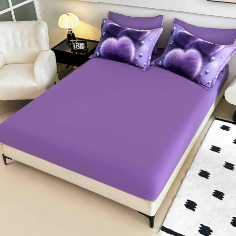 Lenjerie Finet – Heart Velvet Purple – 6 Piese – JOJO Home [1]