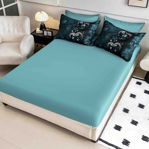 Lenjerie Pat Finet – Inimi cu Cristale Aqua & Negru – 6 Piese – JOJO Home [1]
