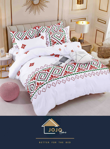 Lenjerii de pat fara elastic - 2 persoane - lenjerie-jojo-home-alb-traditional-rosu-verde.jpg
