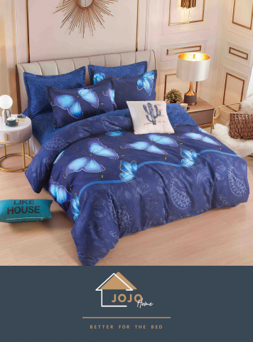 Lenjerii de pat fara elastic - 2 persoane - lenjerie-jojo-home-fluturi-albastri-bleumarin.jpg