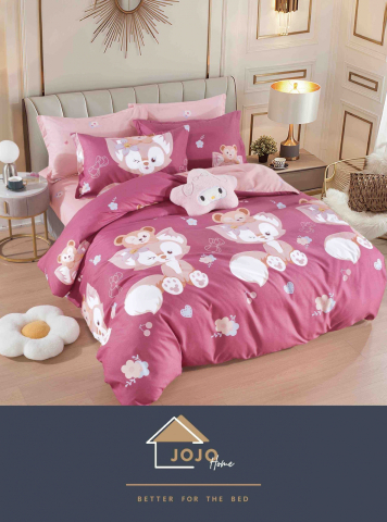 Lenjerii de pat fara elastic - 2 persoane - lenjerie-jojo-home-animale-roz.jpg