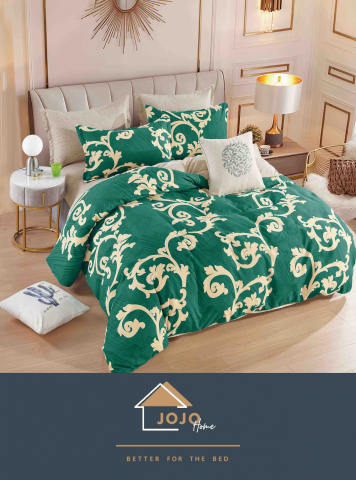 Lenjerii de pat fara elastic - 2 persoane - lenjerie-jojo-home-baroc-verde-crem.jpg