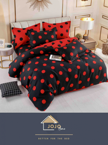 Lenjerii de pat fara elastic - 2 persoane - lenjerie-jojo-home-buline-rosii-negru.jpg