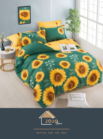 Lenjerii de pat fara elastic - 2 persoane - lenjerie-jojo-home-floarea-soarelui-verde-galben.jpg