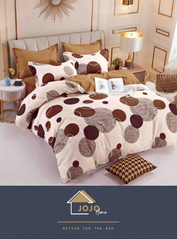 Lenjerii de pat fara elastic - 2 persoane - lenjerie-jojo-home-cercuri-maro-bej.jpg