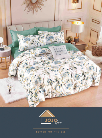 Lenjerii de pat fara elastic - 2 persoane - lenjerie-jojo-home-pasari-flori-verde.jpg