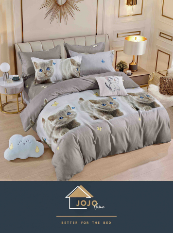 Lenjerii de pat fara elastic - 2 persoane - lenjerie-pisicute-gri-jojo-home.jpg