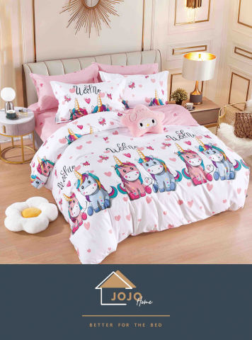 Lenjerii de pat fara elastic - 2 persoane - lenjerie-unicorni-roz-jojo-home.jpg