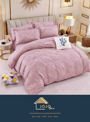 Lenjerii de pat fara elastic - 2 persoane - lenjerie-jojo-home-roz-ornamental.jpg