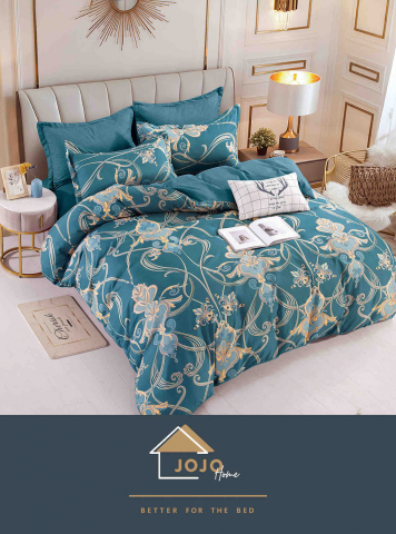 Lenjerii de pat cu elastic - 2 persoane - lenjerie-jojo-home-baroc-turcoaz-auriu.jpg