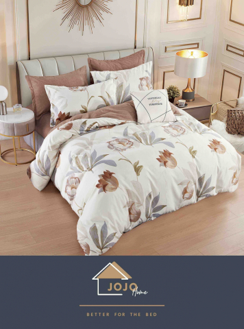 Lenjerii de pat cu elastic - 2 persoane - lenjerie-jojo-home-flori-bej-caramiziu-eleganta.jpg