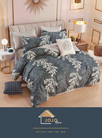 Lenjerii de pat cu elastic - 2 persoane - lenjerie-pat-jojo-home-frunze-elegant-gri-crem.jpg