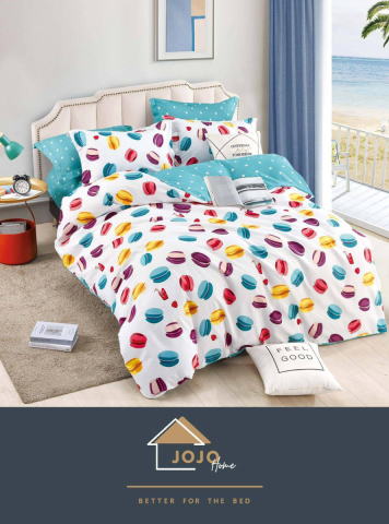 Lenjerii de pat cu elastic - 2 persoane - lenjerie-pat-jojo-home-macarons-colorate.jpg