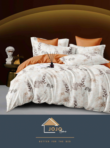 Lenjerii de pat cu elastic - 2 persoane - lenjerie-pat-jojo-home-palmieri-bej-caramiziu.jpg