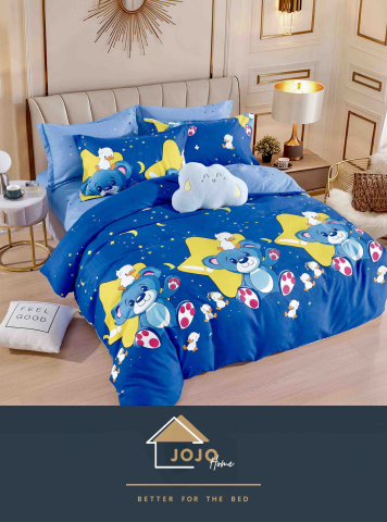 Lenjerii de pat cu elastic - 2 persoane - lenjerie-jojo-home-ursulet-albastru-stelute.jpg