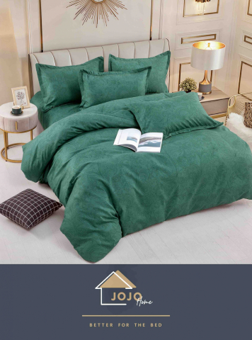 Lenjerii de pat cu elastic - 2 persoane - lenjerie-jojo-home-verde-smarald-floral.jpg