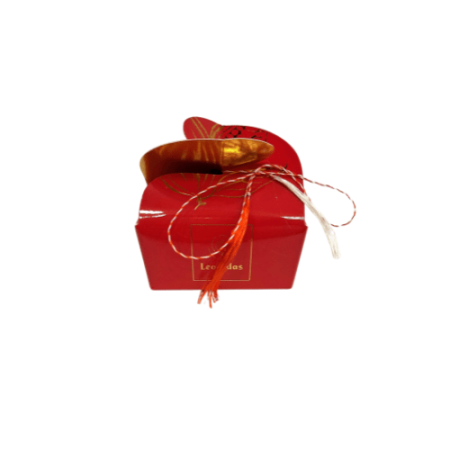Cadouri Martisor - Martisor Ballotin Mini, Fluture rosu, 2 Praline Asortate