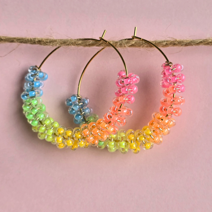 Cercei hoops curcubeu [2]