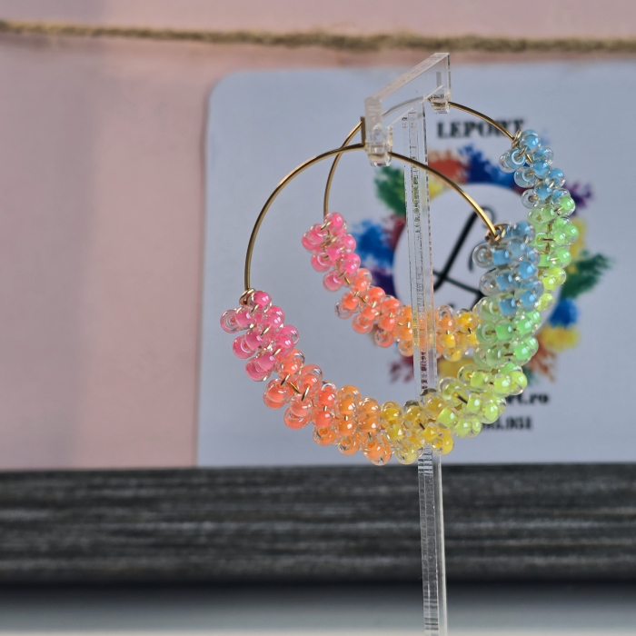 Cercei hoops curcubeu [3]
