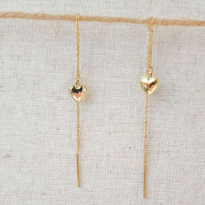 Cercei lant otel inoxidabil auriu inima 3D [4]