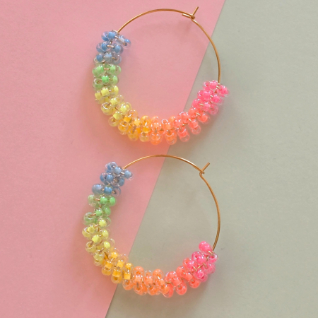 Cercei hoops curcubeu [4]